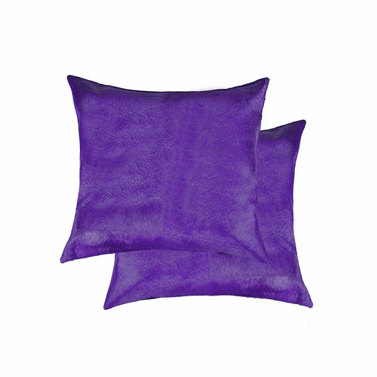 Almohada decorativa de piel de vaca morada de 18 x 18 pulgadas