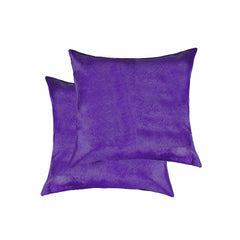 Almohada decorativa de piel de vaca morada de 18 x 18 pulgadas