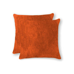 Almohada de piel de vaca de color naranja, paquete de 2, 18" x 18" x 5"