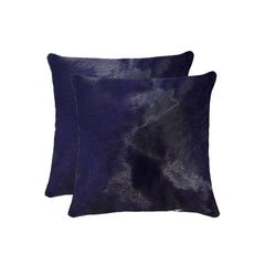 Set of Two 18" Navy Cowhide Throw Pillow