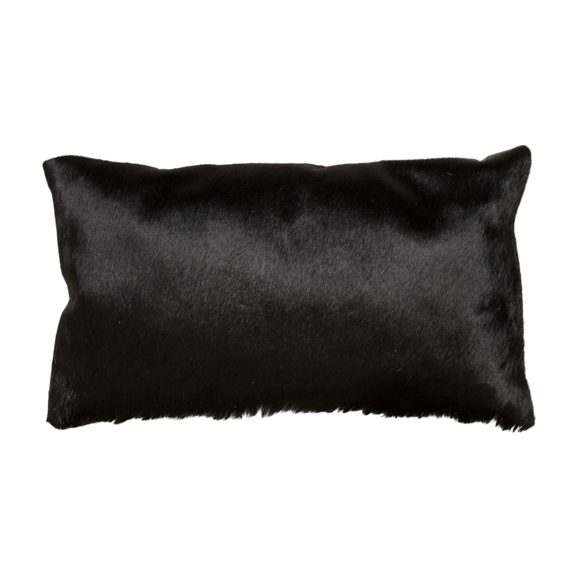 Set of Two 12" X 20" Black Cowhide Throw Pillow