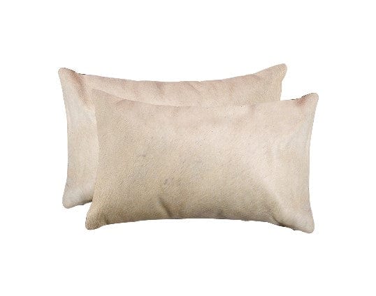 Set of Two 12" X 20" Tan Cowhide Throw Pillow