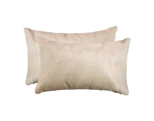 Set of Two 12" X 20" Tan Cowhide Throw Pillow