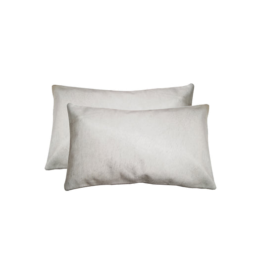 Juego de 2 almohadas de piel de vaca color blanco roto de 12" x 20"