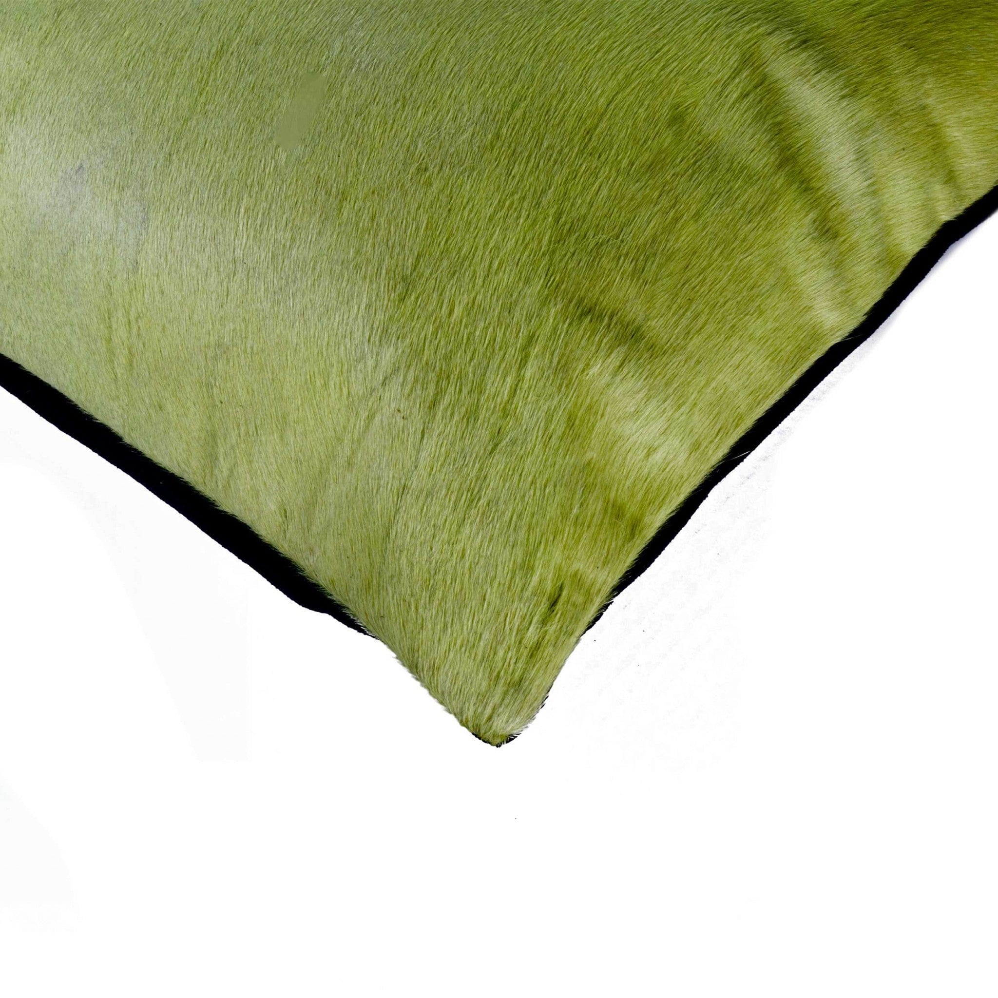 Set of Two 12" X 20" Lime Green Cowhide Throw Pillow