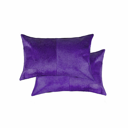 Almohada decorativa de piel de vaca morada de 12 x 20 pulgadas