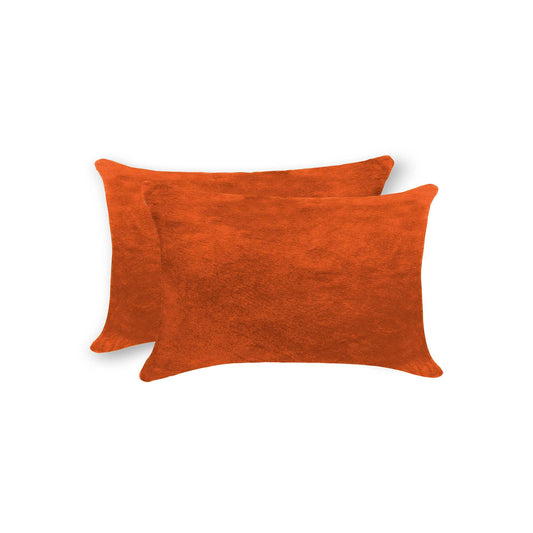 Almohada de piel de vaca color naranja de 12" x 20" x 5" (paquete de 2)