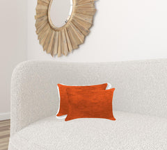 Almohada de piel de vaca color naranja de 12" x 20" x 5" (paquete de 2)