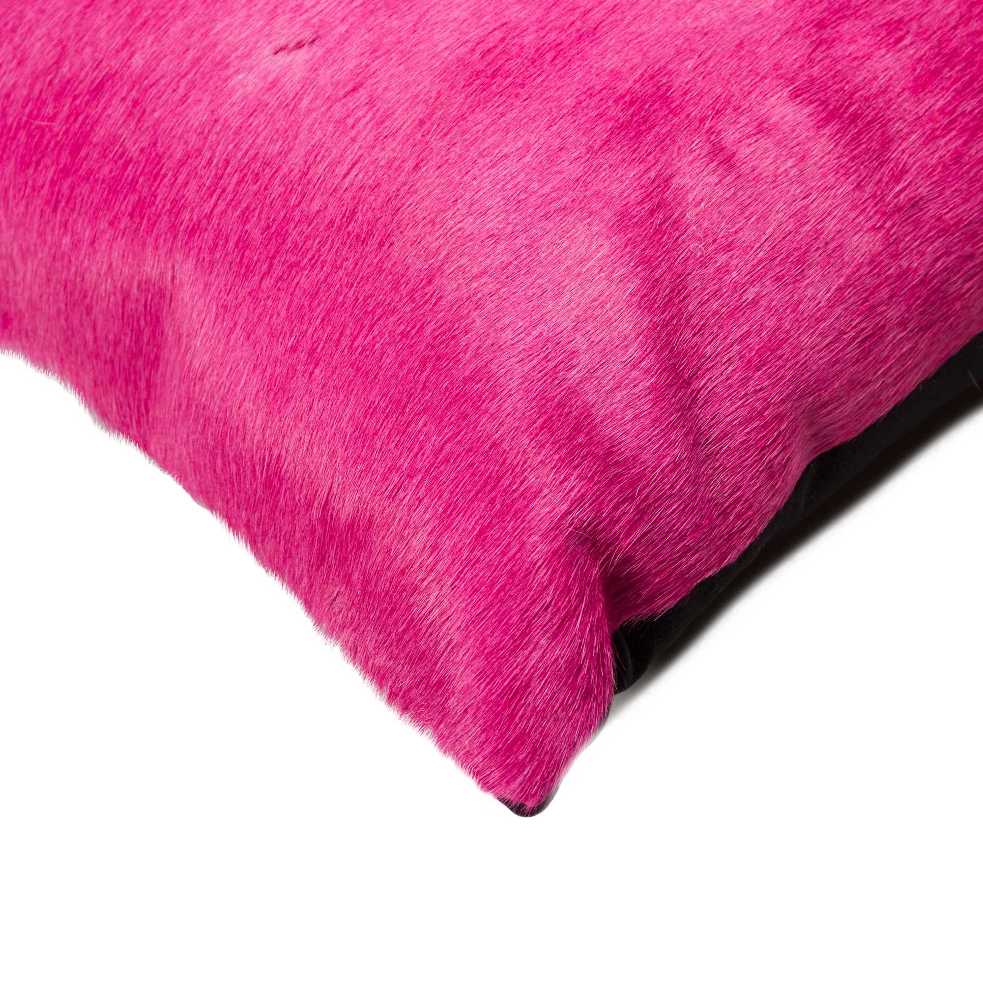 Set of Two 12" X 20" Fuchsia Cowhide Lumbar Throw Pillows