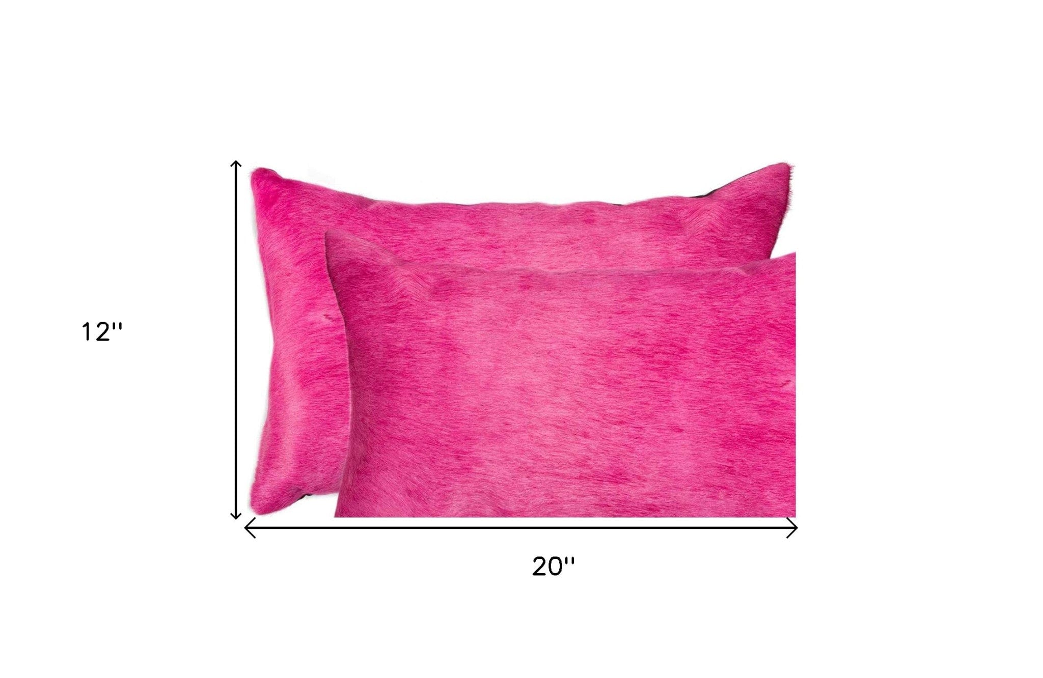 Set of Two 12" X 20" Fuchsia Cowhide Lumbar Throw Pillows