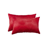 12" X 20" X 5" Wine Cowhide  Pillow 2 Pack