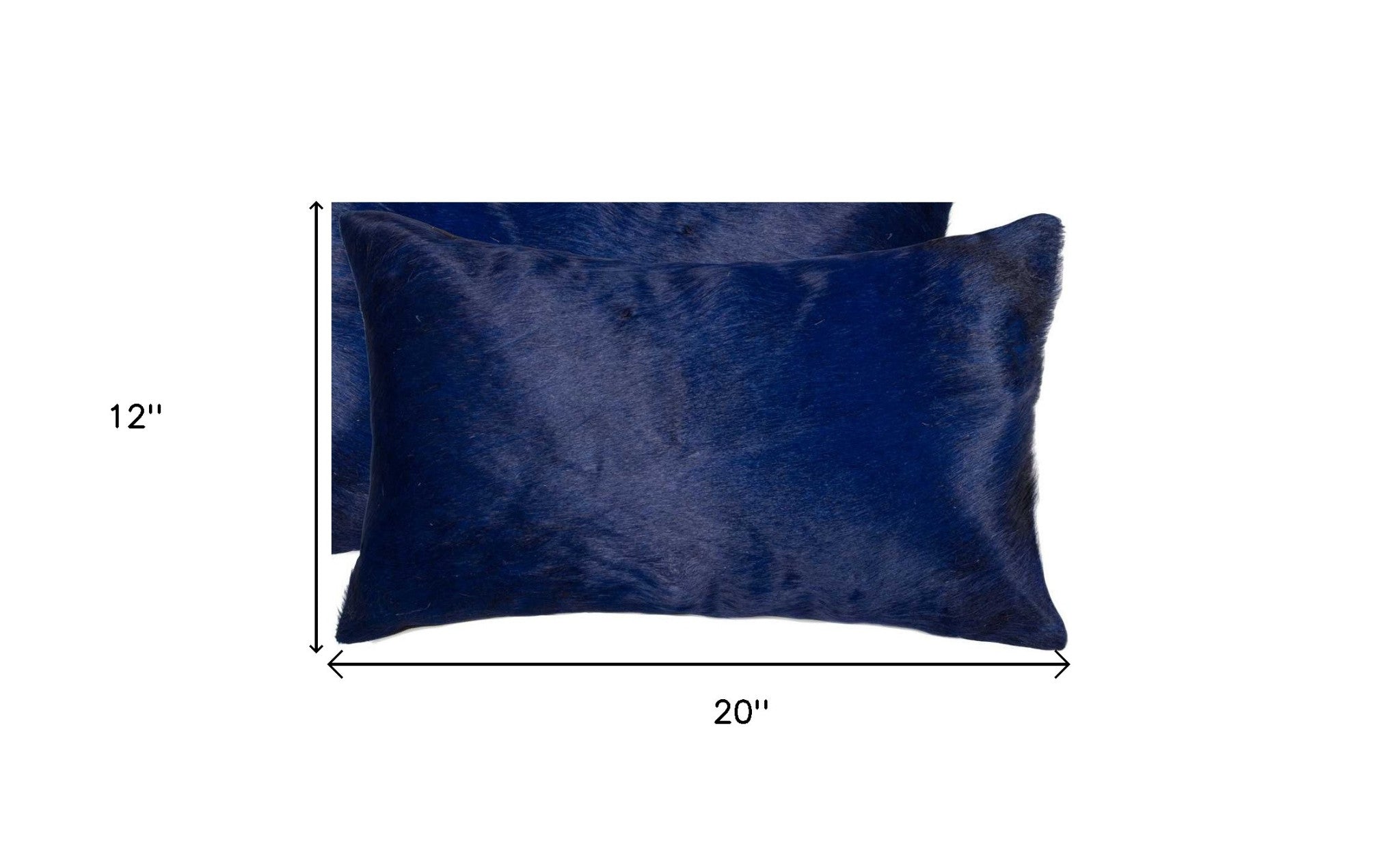 Set of Two 12" X 20" Navy Blue Cowhide Lumbar Throw Pillows