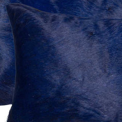 Set of Two 12" X 20" Navy Blue Cowhide Lumbar Throw Pillows