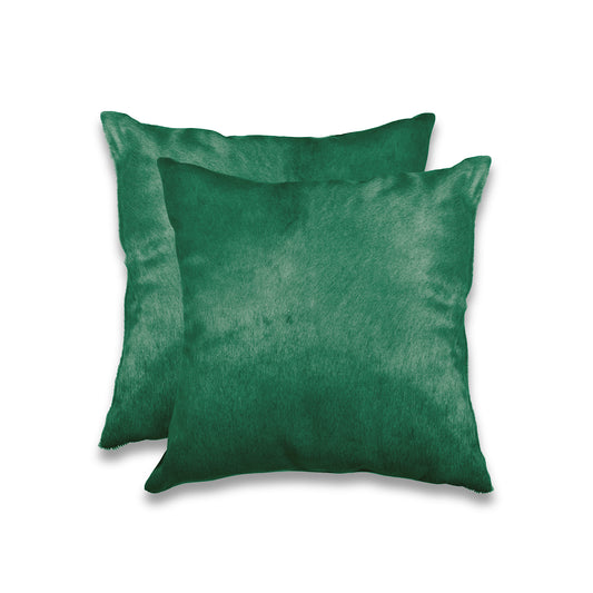 Almohada de piel de vaca verde de 18" x 18" x 5" (paquete de 2)