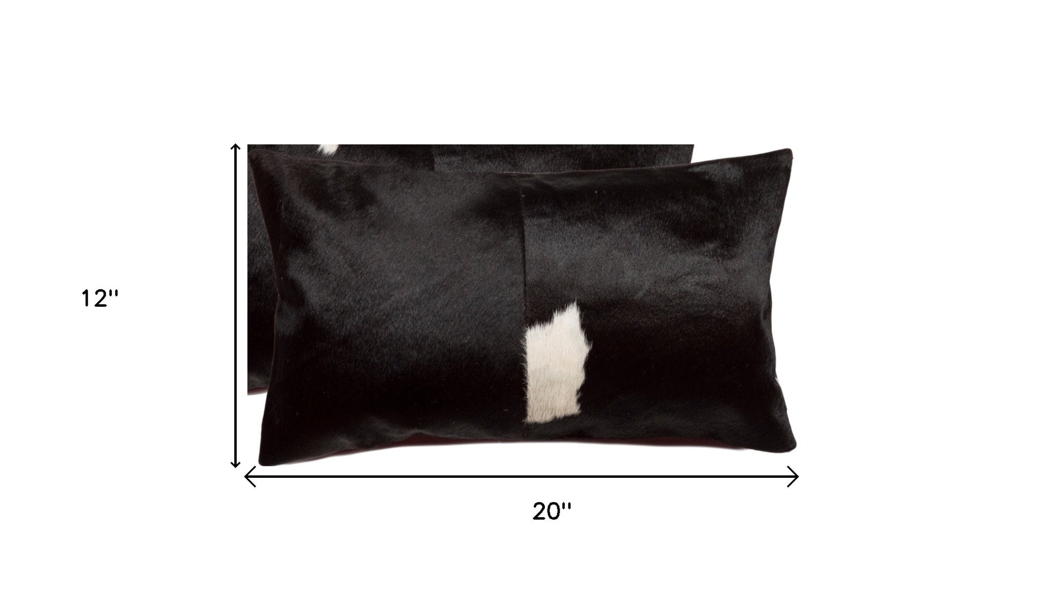 Set of Two 12" X 20" Black and White Cowhide Throw Pillows