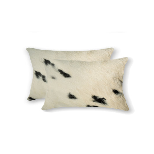 Almohada de piel de vaca blanca y negra de 12" x 20" x 5" (paquete de 2)