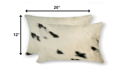 Almohada de piel de vaca blanca y negra de 12" x 20" x 5" (paquete de 2)