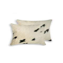 Almohada de piel de vaca blanca y negra de 12" x 20" x 5" (paquete de 2)