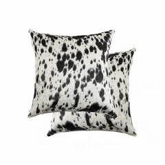 16"X16" Salt And Pepper Black And White Cowhide  Pillow 2 Pack