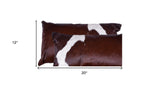 Set of Two 12" X 20" Brown and White Cowhide Throw Pillow