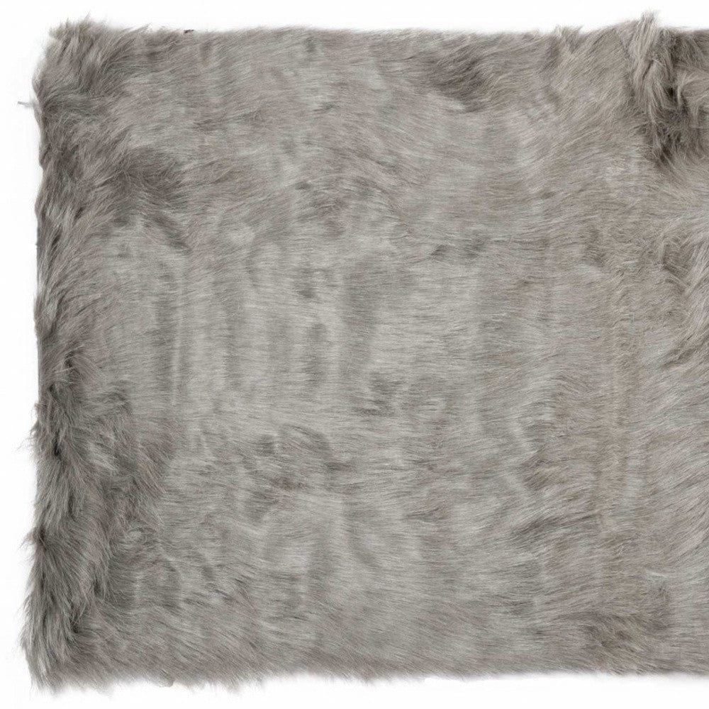 3' X 5' Gray Rectangular Faux Fur - Area Rug - Homeroots