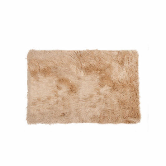 3' X 5' Tan Rectangular Faux Fur - Area Rug