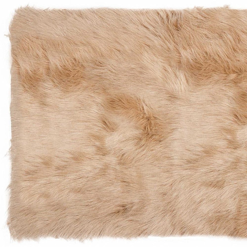 3' X 5' Tan Rectangular Faux Fur - Area Rug