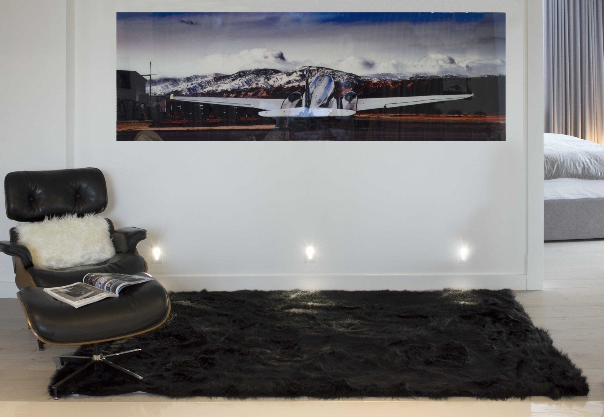 60" X 96" Black Sheepskin - Rug Or Throw - Homeroots