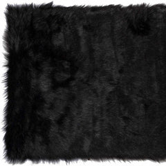 60" X 96" Black Sheepskin - Rug Or Throw - Homeroots