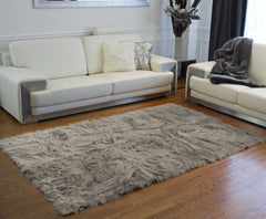 5' X 8' Gray Faux Sheepskin Area Rug - Homeroots