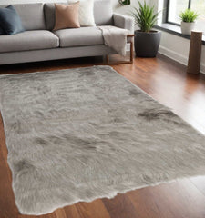 5' X 8' Gray Faux Sheepskin Area Rug - Homeroots