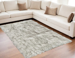 5' X 8' Gray Faux Fur Ombre Flokati Washable Area Rug