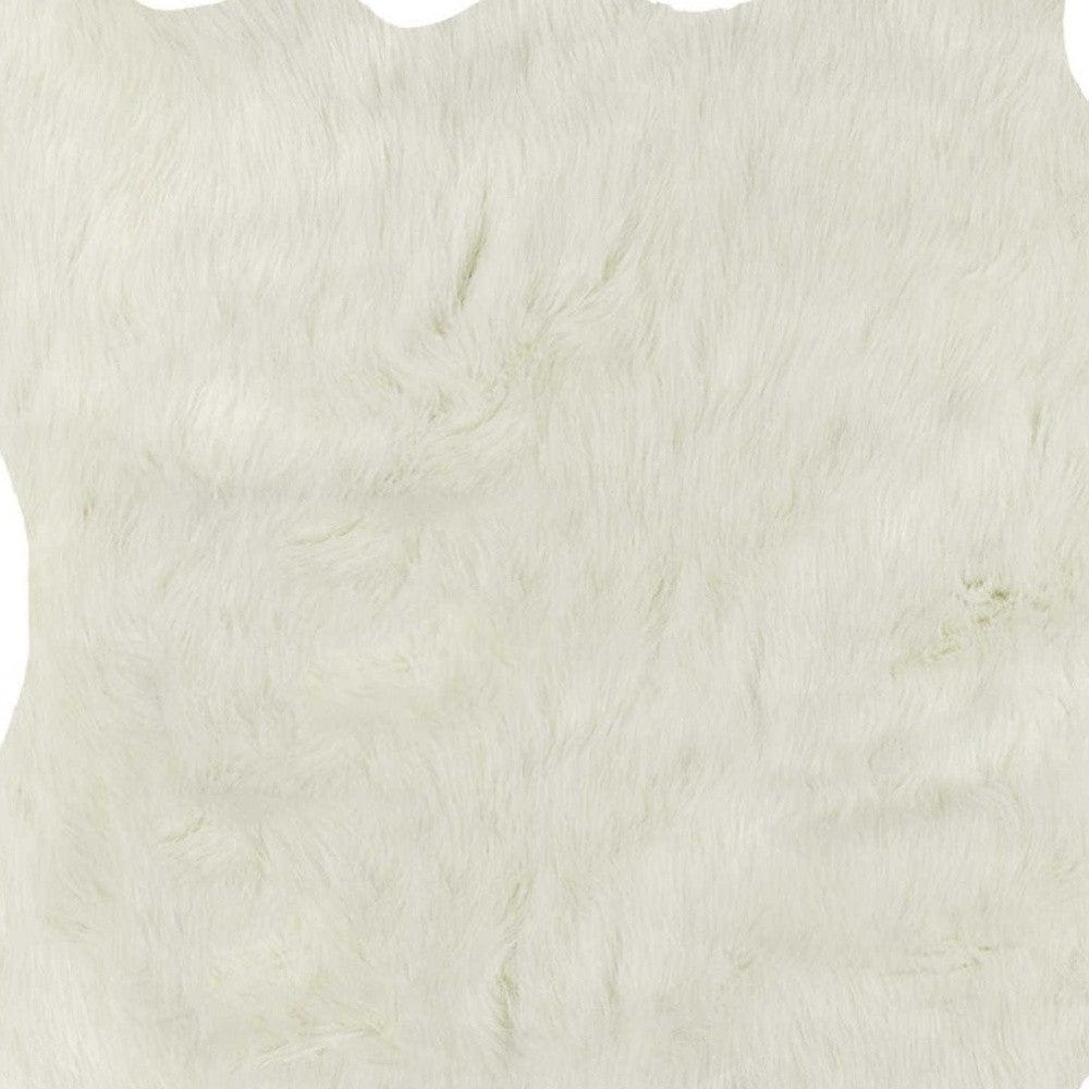 5' X 8' Off White Faux Fur Hand Knotted Washable Area Rug - Homeroots