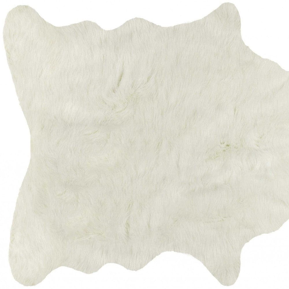 5' X 8' Off White Faux Fur Hand Knotted Washable Area Rug - Homeroots