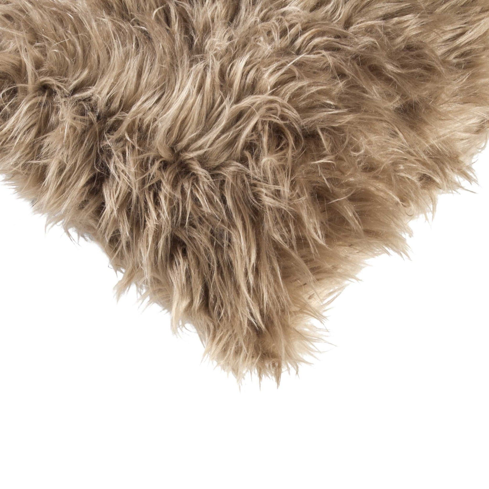 Set of Two 12" X 20" Tan Faux Fur Throw Pillows