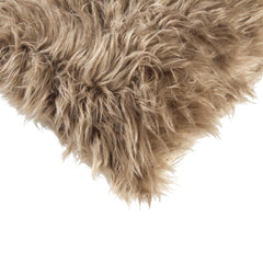 Set of Two 12" X 20" Tan Faux Fur Throw Pillows