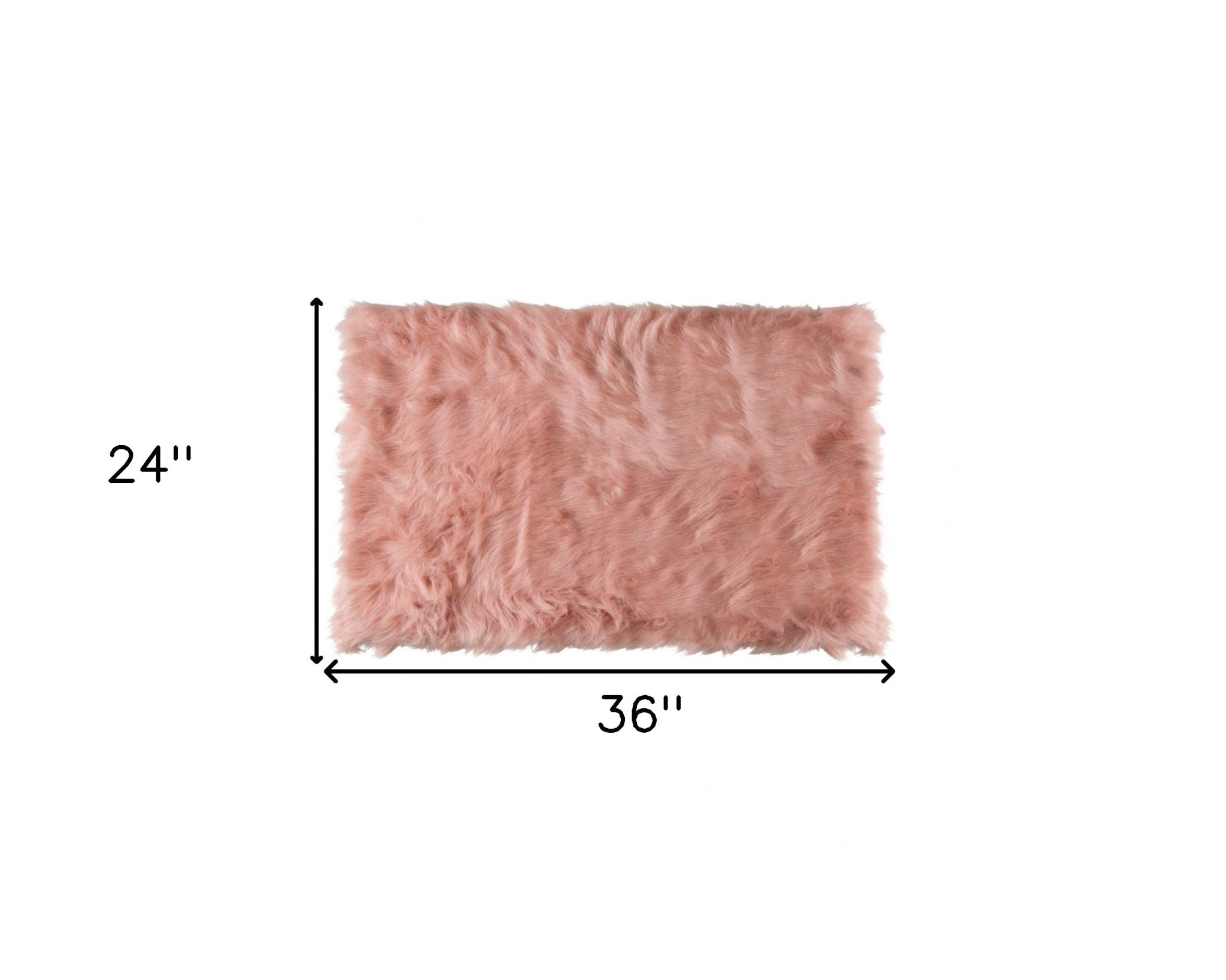 24" X 36" X 1.5" Dusty Rose Plush Faux Sheepskin Area Rug