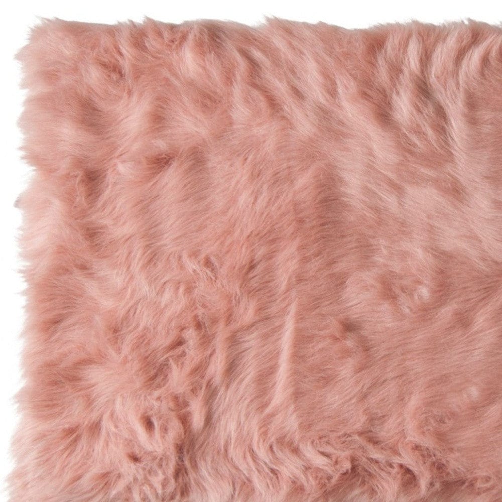 24" X 36" X 1.5" Dusty Rose Plush Faux Sheepskin Area Rug