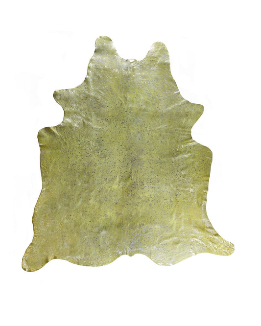 72" X 84" Lime And Silver Cowhide - Area Rug - Homeroots