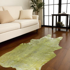 72" X 84" Lime And Silver Cowhide - Area Rug - Homeroots