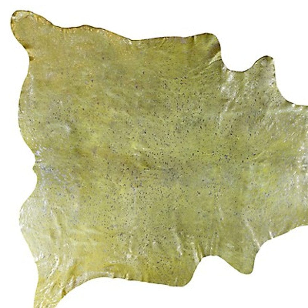 72" X 84" Lime And Silver Cowhide - Area Rug - Homeroots