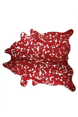 72" X 84" Red And Silver Cowhide - Area Rug