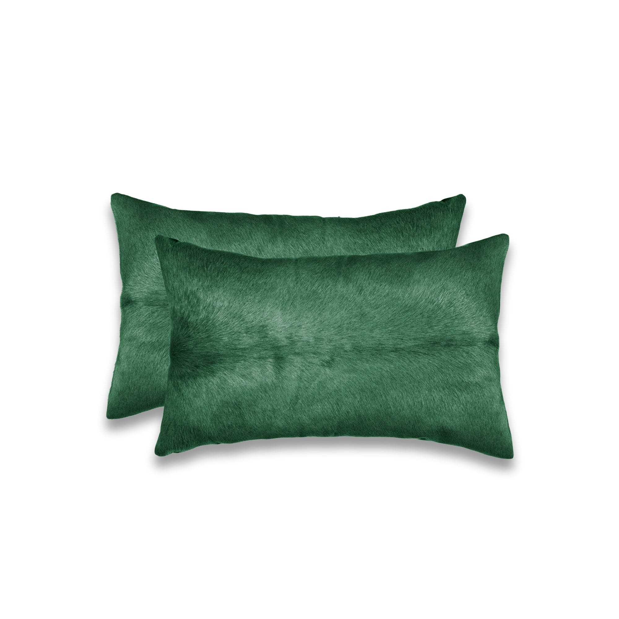 Set of Two 12" X 20" Green Cowhide Throw Pillow