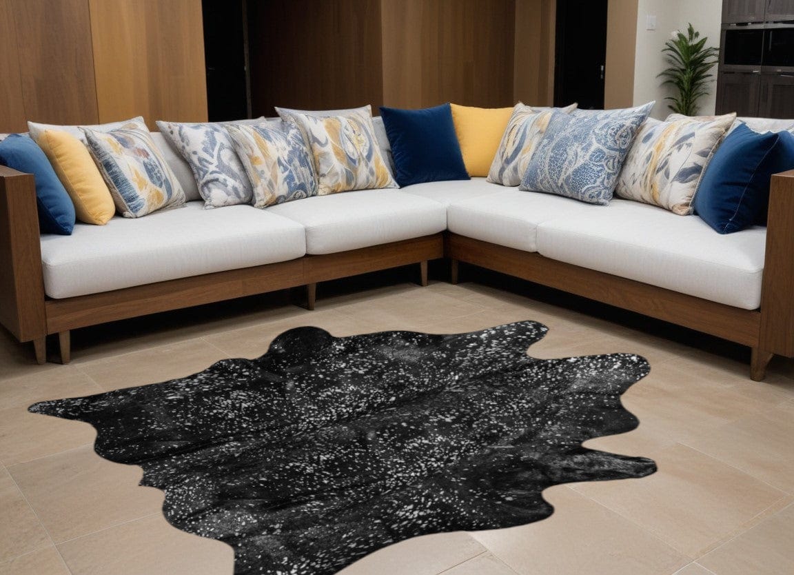 60" X 84" Black And Silver Cowhide - Area Rug - Homeroots