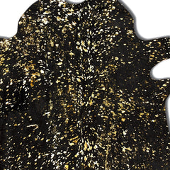 60" X 84" Black And Gold Cowhide - Area Rug - Homeroots