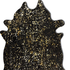 60" X 84" Black And Gold Cowhide - Area Rug - Homeroots