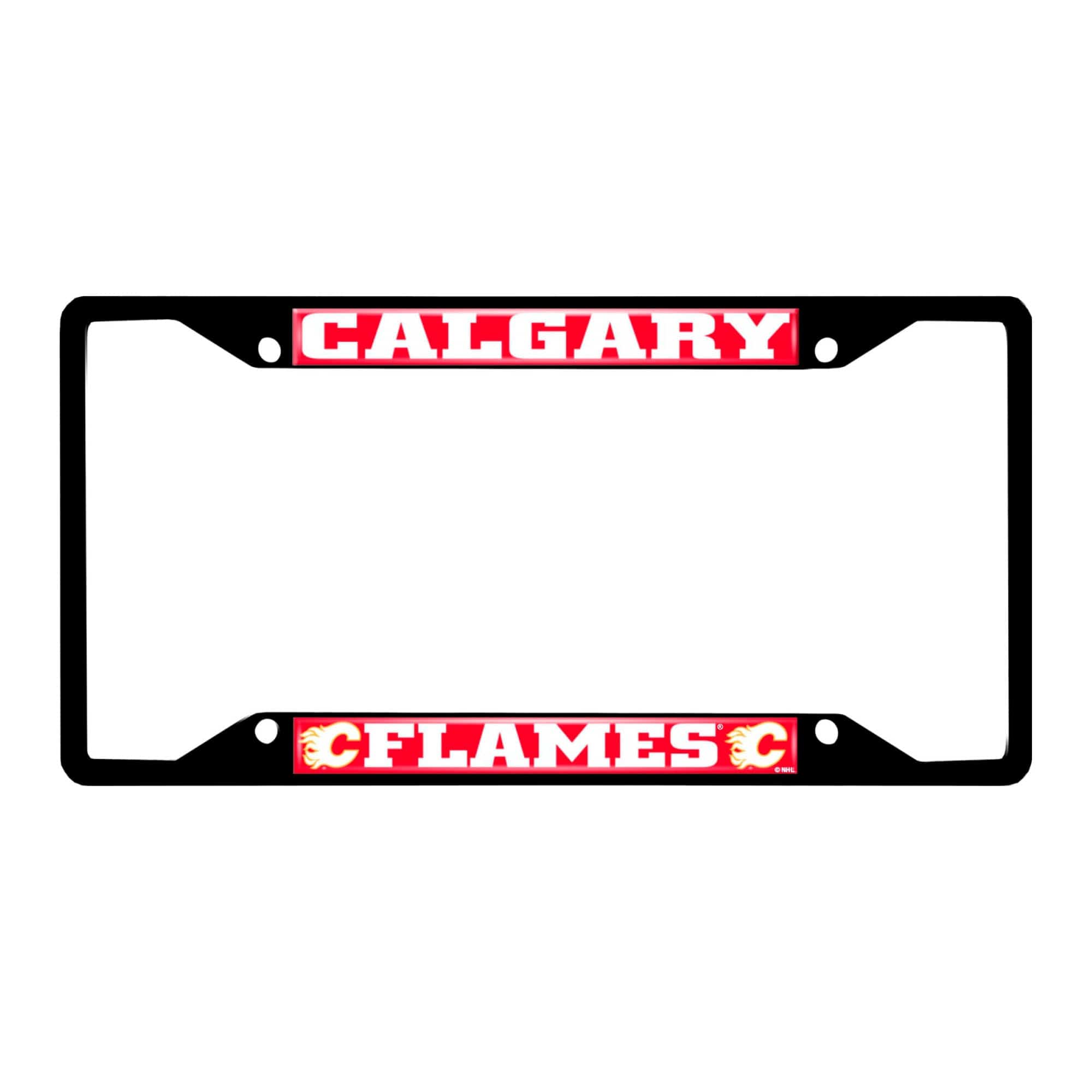 Calgary Flames Metal License Plate Frame Black Finish - Calgary Flames