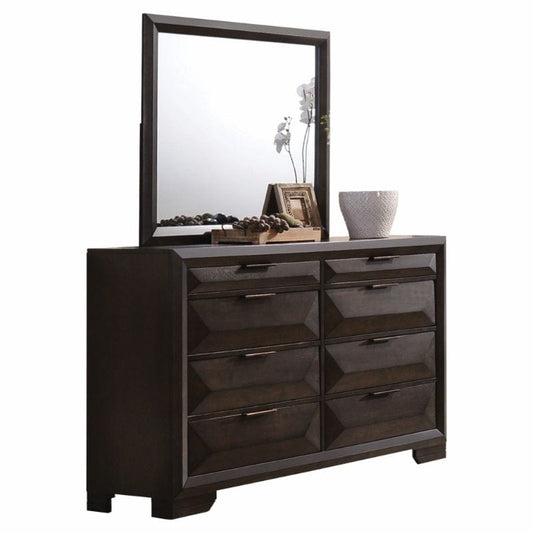 Rich Espresso Finish Wooden Rectangular Beveled Edge Mirror