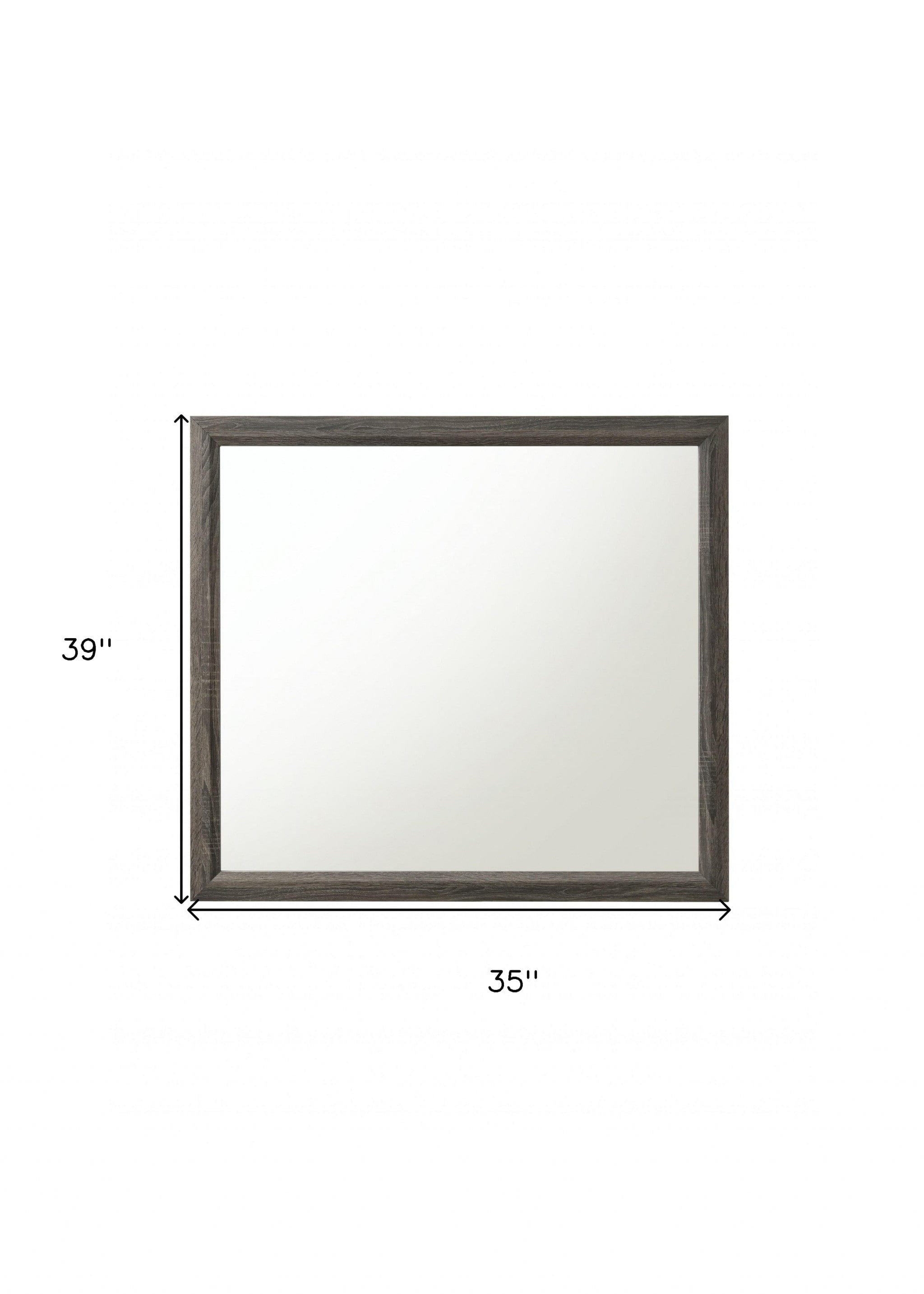 35" Rectangle Wall Mounted Accent Mirror With Frame - Homeroots