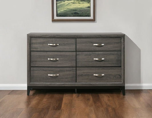 58" Gray Six Drawer - Homeroots